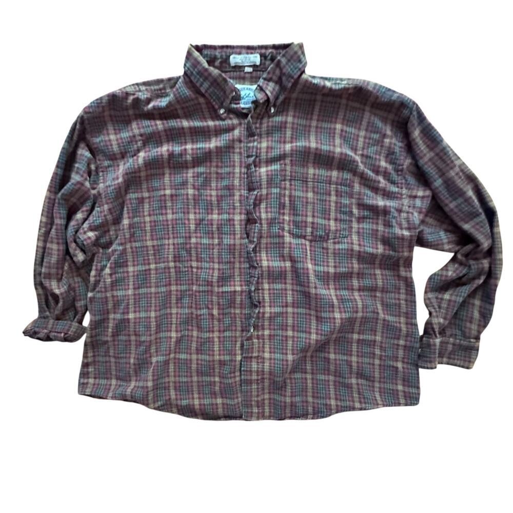 Vintage Single Needle Tailoring Oversized Flannel Button Up Size 2XL 90s